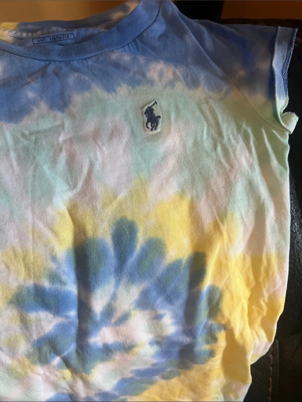 Ralph Lauren Spiral Tie-Dye Tee in Blue, Yellow & Mint